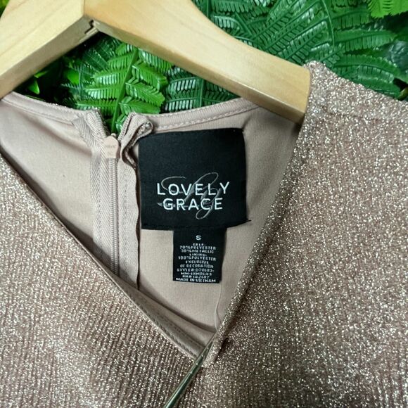 Lovely Grace Dress Small Pink Sleeveless Sparkly Fitted Cocktail Evening 0338 - Picture 9 of 15